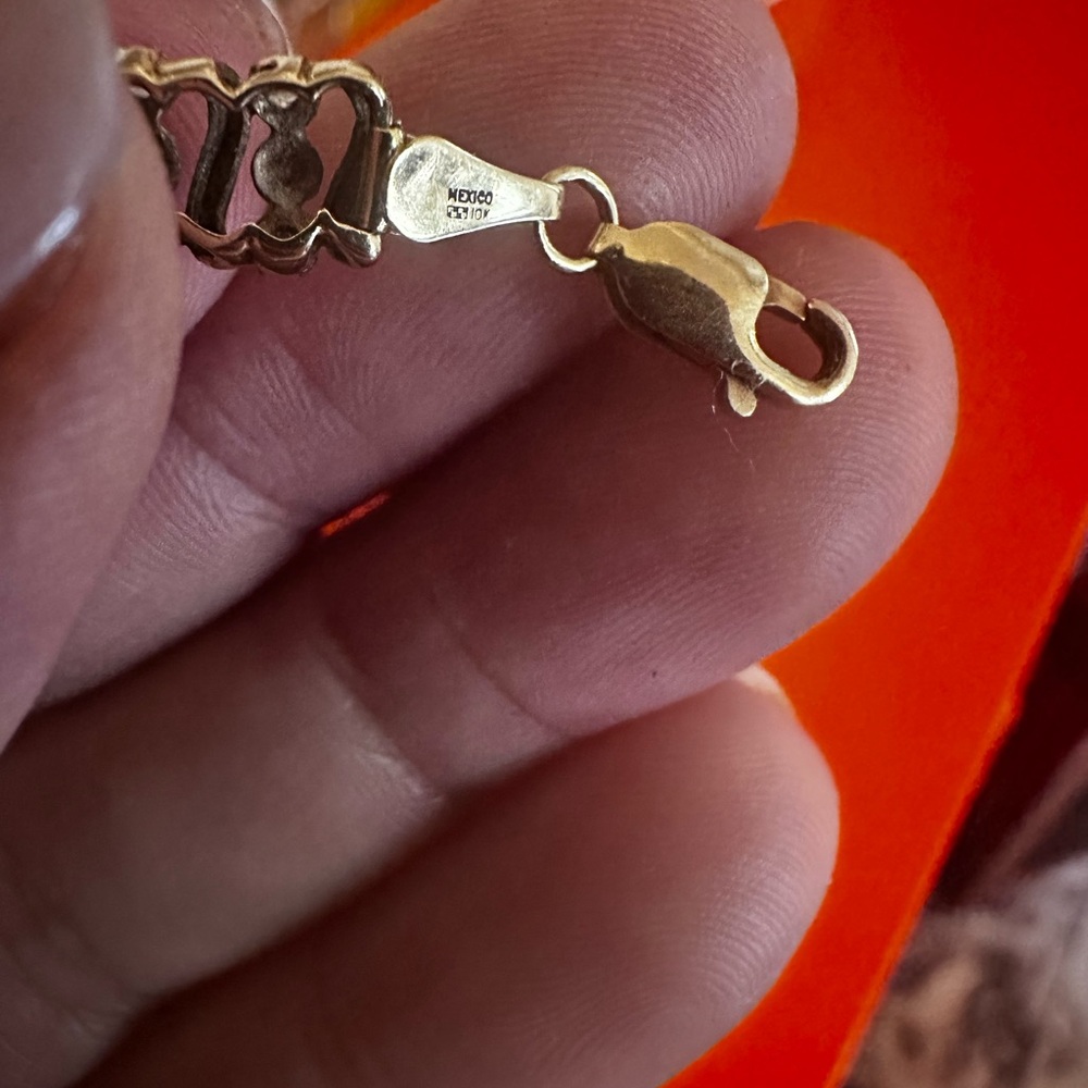 Diamond Tennis S Bracelet Solid 10k Gold - Picture 8 of 11